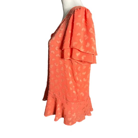 Michael Kors Medium Orange Short Sleeve Top Flutter Sleeve - Picture 2 of 5